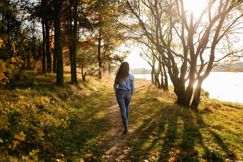 Humanist walking in the woods
